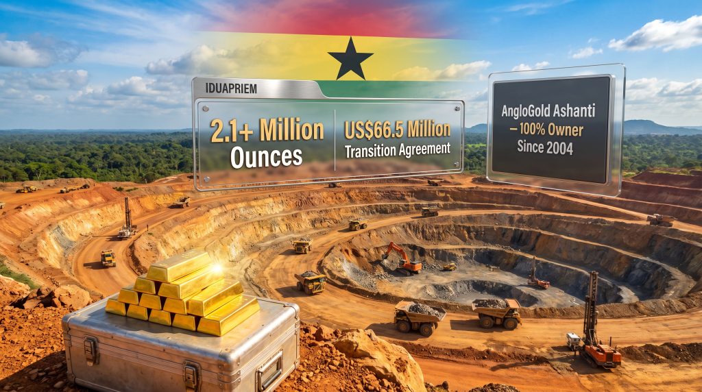 AngloGold Ashanti Iduapriem mine takeover infographic scene