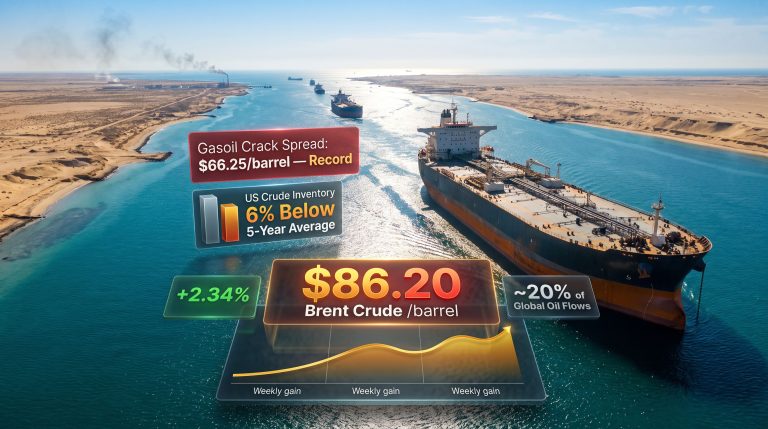 Brent oil price Middle East supply risks tanker route