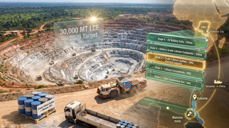 Congo lithium exports to China mine route infographic