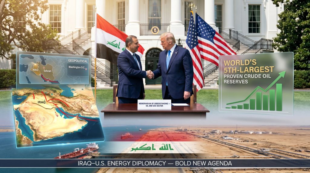 Iraqi prime minister Washington visit oil and gas deals