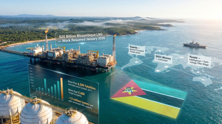 Russia security support for Mozambique Cabo Delgado LNG infographic