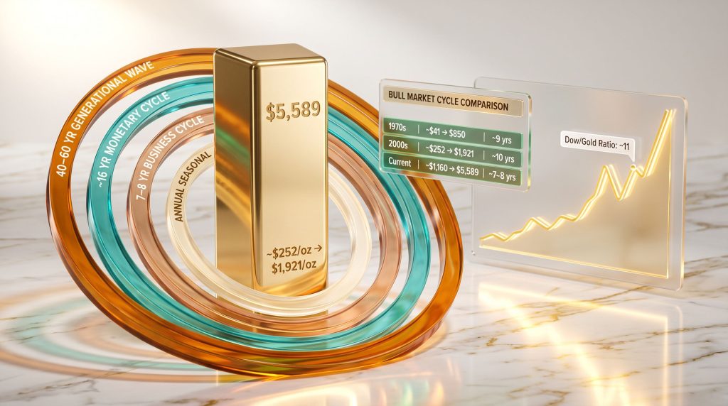 Gold price cycles bull market comparison chart