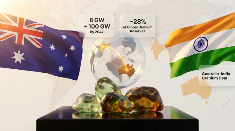 Australia India uranium deal flags and trade map