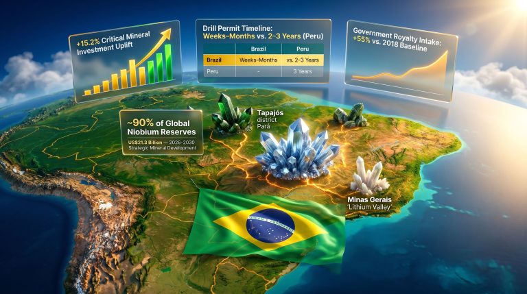 Brazil mining premium critical minerals map infographic