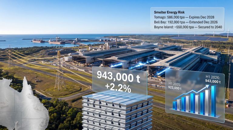 Oceania primary aluminium production rose 2.2% in H1 infographic