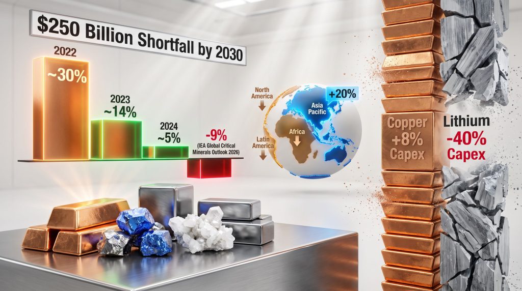 critical mineral investment falls despite booming demand infographic