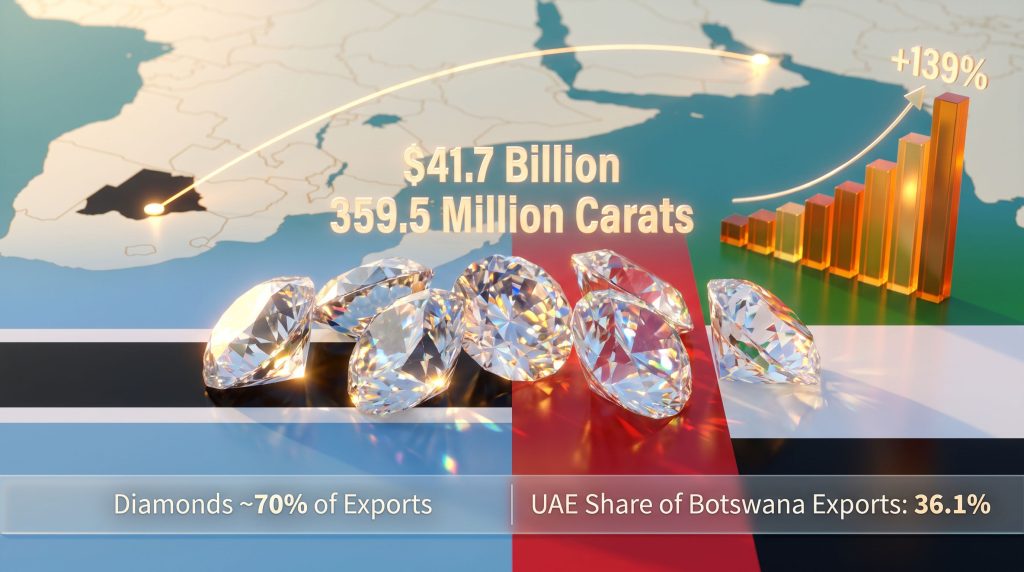 Botswana diamonds sales route in Dubai infographic