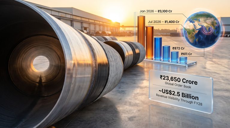 Welspun Corp oil and gas export pipe orders growth chart