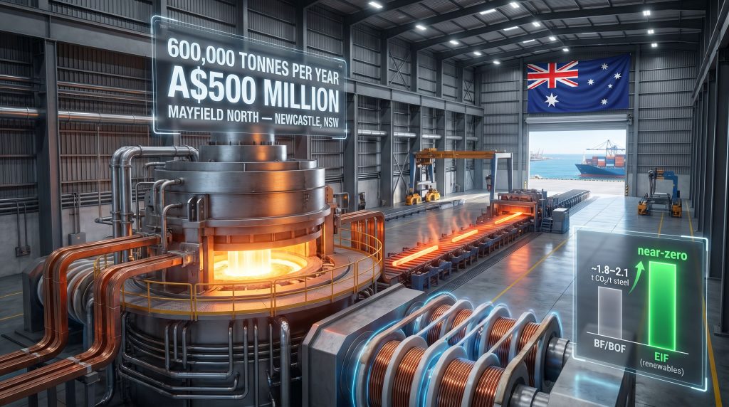 Australia's first all-electric steel mill interior visualization