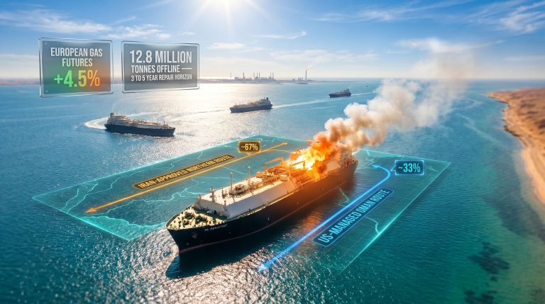 Qatari LNG carrier struck in Hormuz ablaze