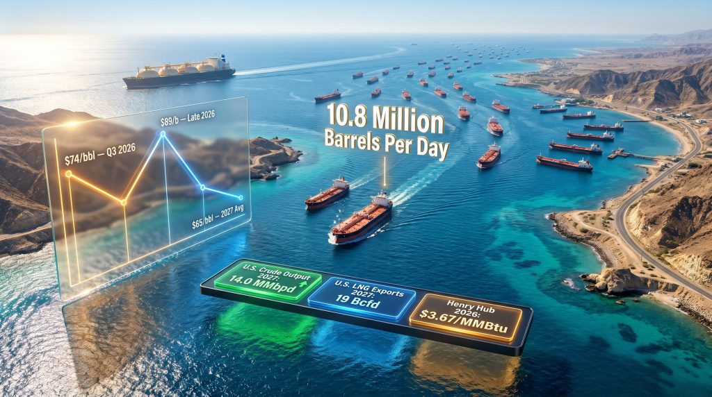 EIA oil production forecast after Strait of Hormuz reopening infographic