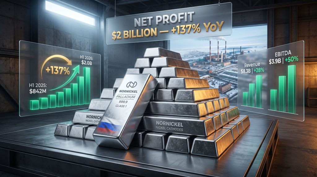 Nornickel H1 Net Profit Doubles to $2 Billion in 2026
