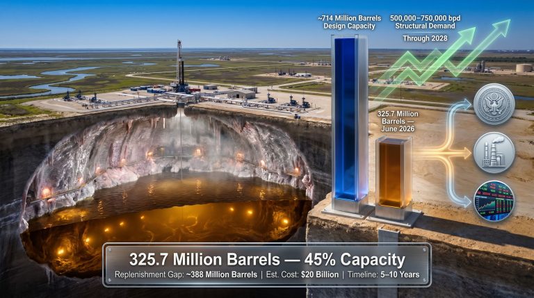Strategic petroleum reserve replenishment capacity infographic