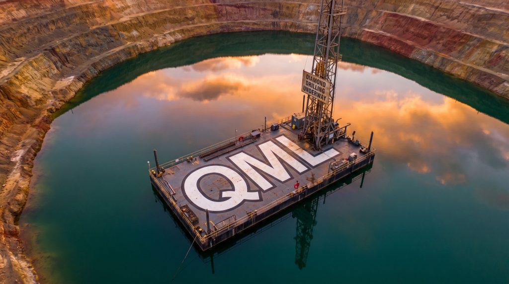 Qmines Ltd-QML-QML diamond drilling platform in mine pit