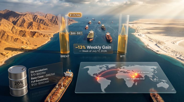 oil prices on US-Iran tensions and Strait of Hormuz closure infographic