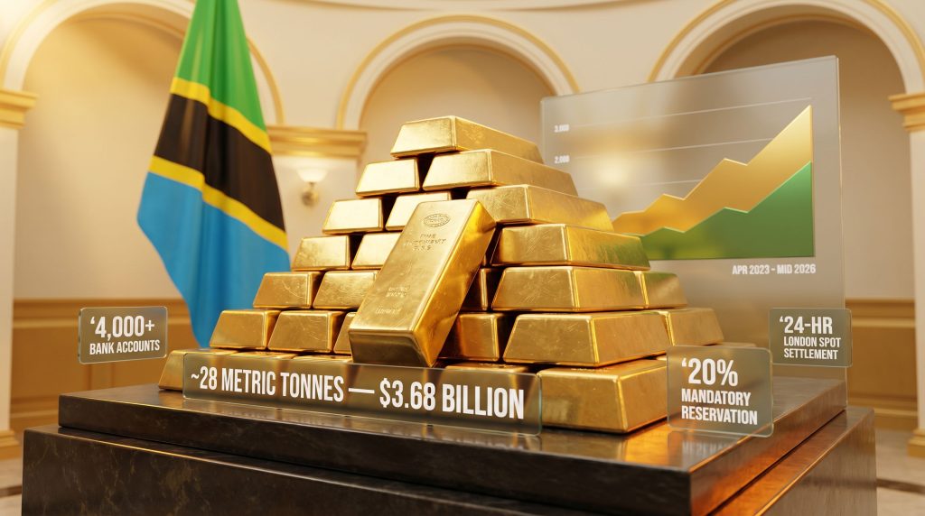 Tanzania central bank gold purchases infographic with bars