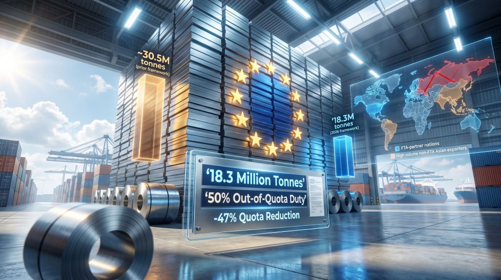 new EU steel quotas infographic in warehouse