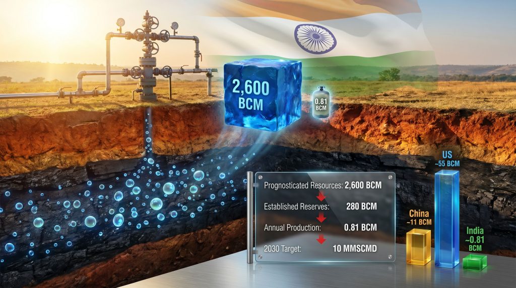 India coal bed methane production gap infographic