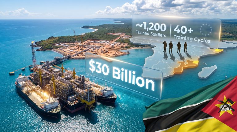 Mozambique EU military mission extension Cabo Delgado gas projects map and LNG site