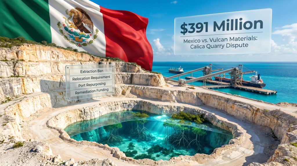 Mexico seeks permanent halt to Vulcan Materials mining operations dispute graphic