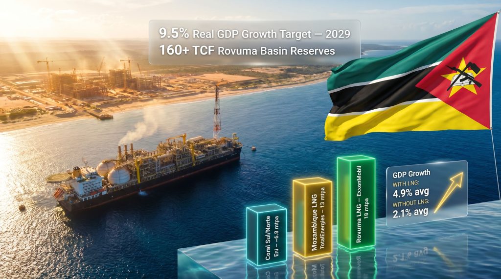 Mozambique LNG projects GDP growth forecast infographic
