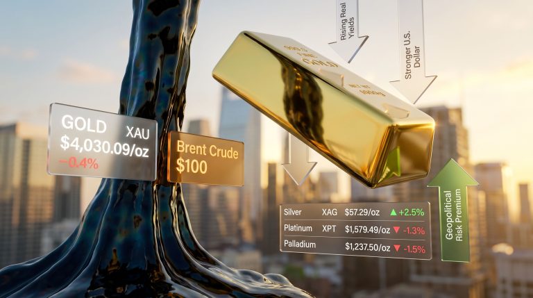 Gold Falls as Brent Tops $100: Oil's Rate Impact