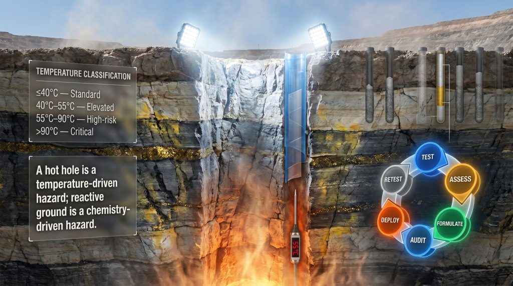 safer blasting in hot and reactive ground conditions infographic