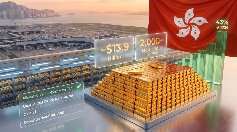 Hong Kong gold storage vault and bullion bars