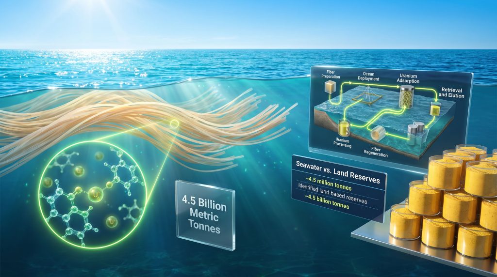 uranium from seawater extraction process infographic