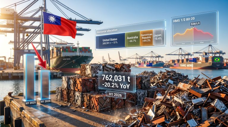 Taiwan Scrap Imports Drop 20% in H1 2026