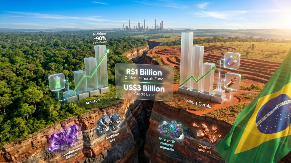 Brazil critical minerals investment by BNDES and Petrobras infographic
