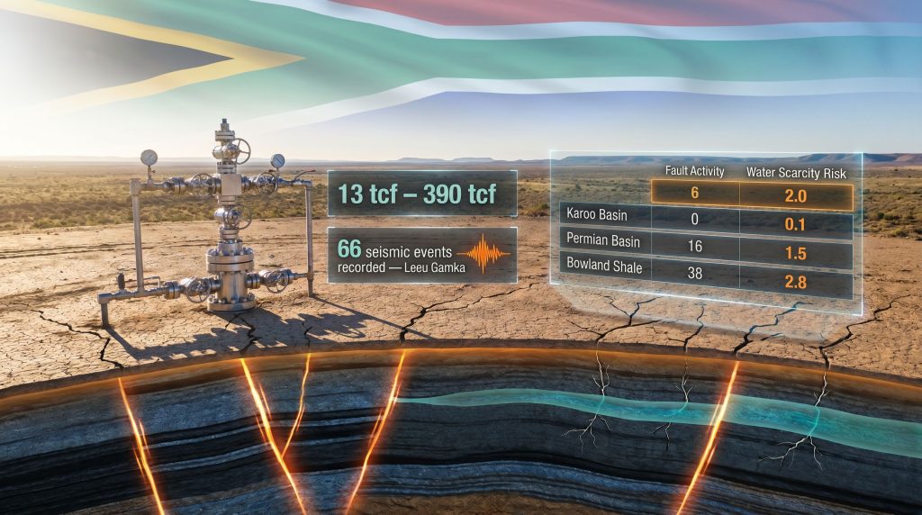 South Africa Karoo shale gas development geological risks infographic