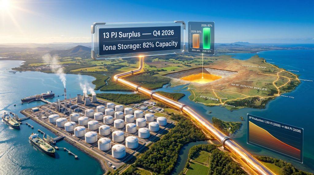 Australia east coast gas surplus in 4Q map