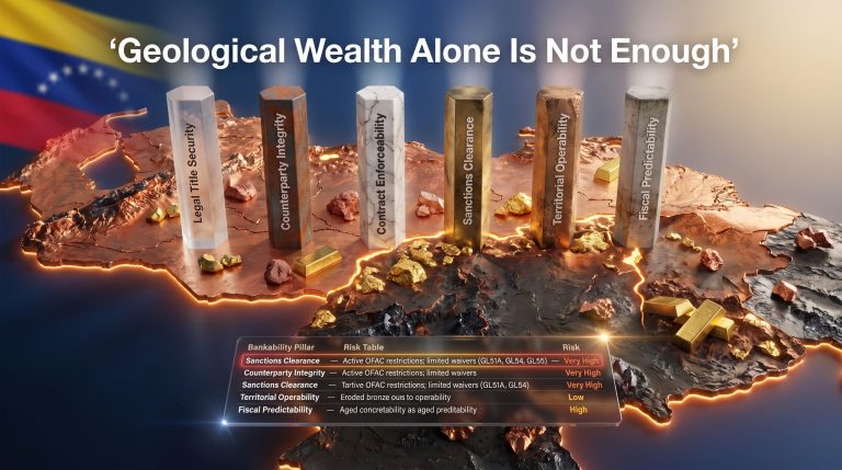 Venezuela mining projects bankability risk pillars map