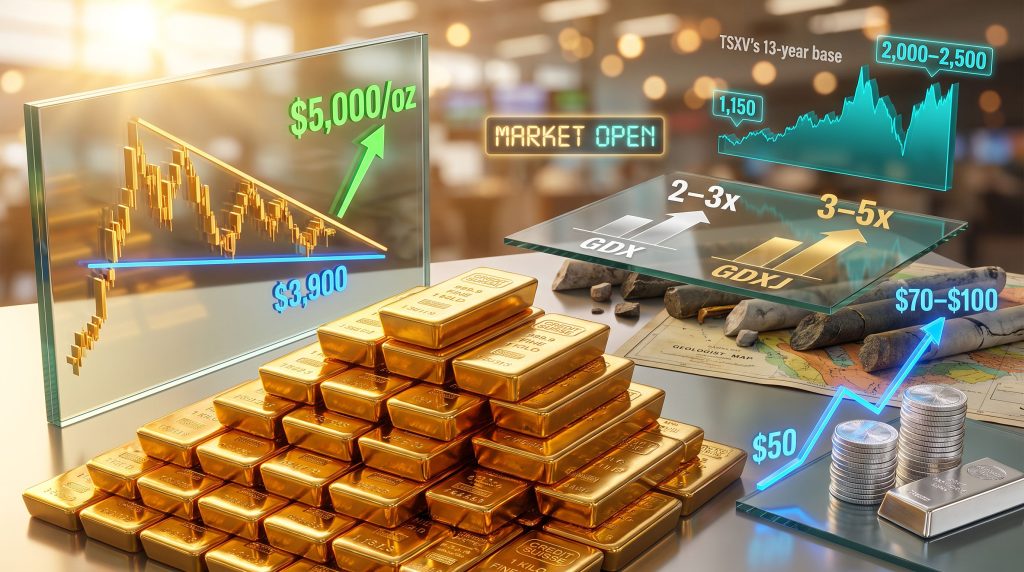gold and silver bottoming rally and mining stocks breakout chart