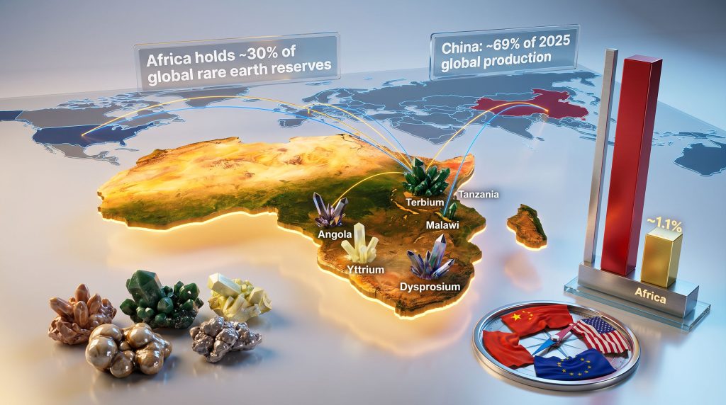 Africa rare earths supply chain infographic map