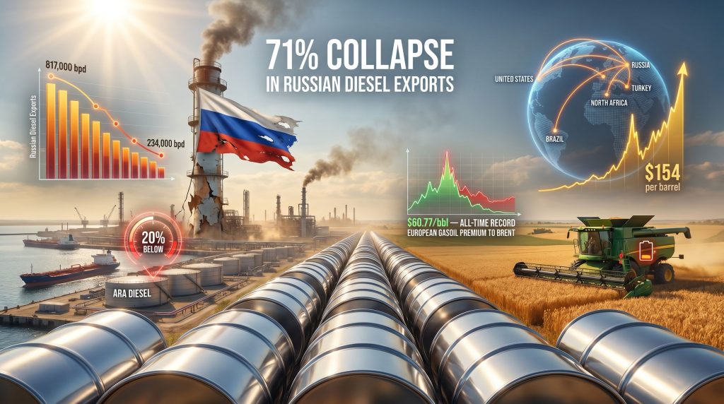 Russia diesel export ban and global supply crunch infographic