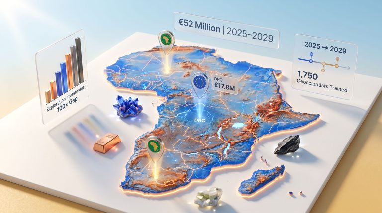 PanAfGeo+ mineral investment in Africa map infographic
