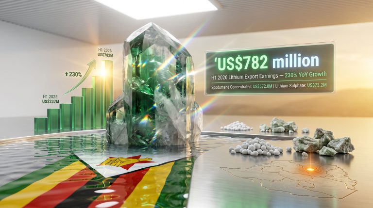 Zimbabwe Lithium Exports Surge 230% in H1 2026
