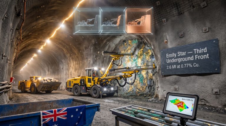 Hillgrove Emily Star development at Kanmantoo copper mine underground drilling scene