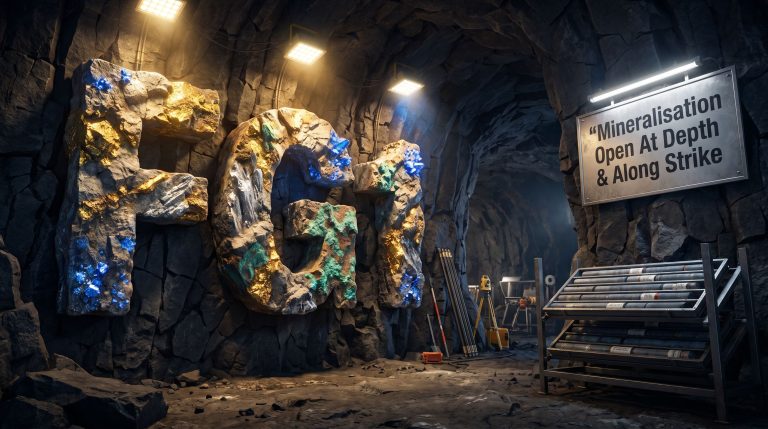FLYNN Gold Ltd-FG1-Mineralisation open at depth underground mine scene