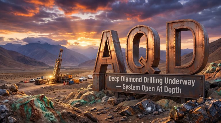 Ausquest Ltd-AQD-AQD diamond drilling site at sunset