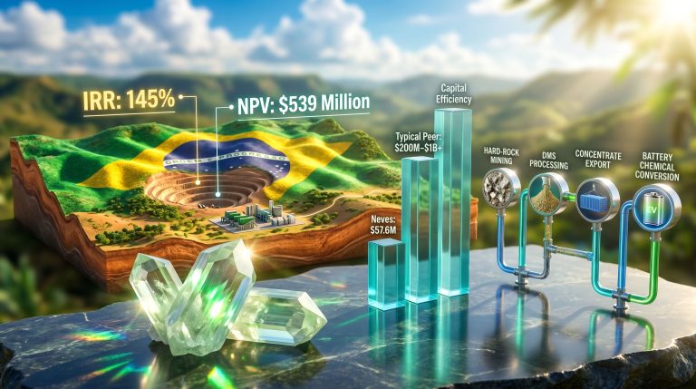 Atlas Lithium Neves project lithium oxide concentrate Brazil infographic