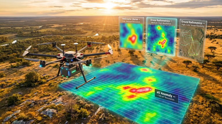 Drone radiometric survey for uranium exploration map