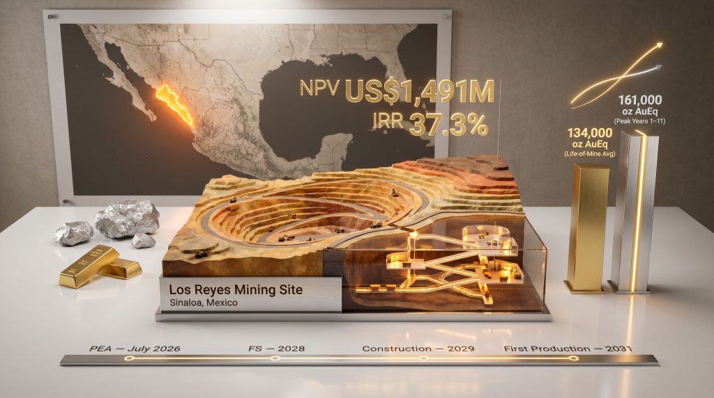 Torex Gold Los Reyes project production timeline model