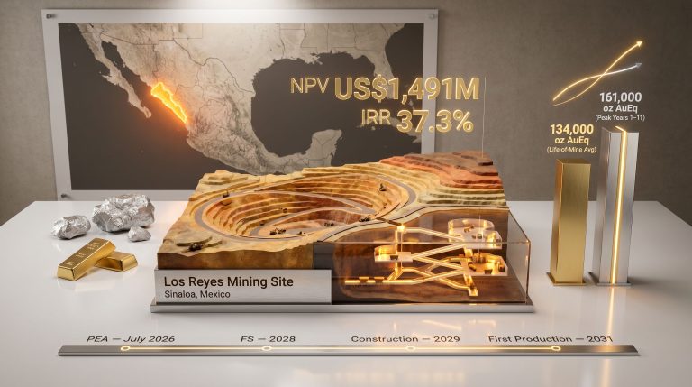 Torex Gold Los Reyes project production timeline model