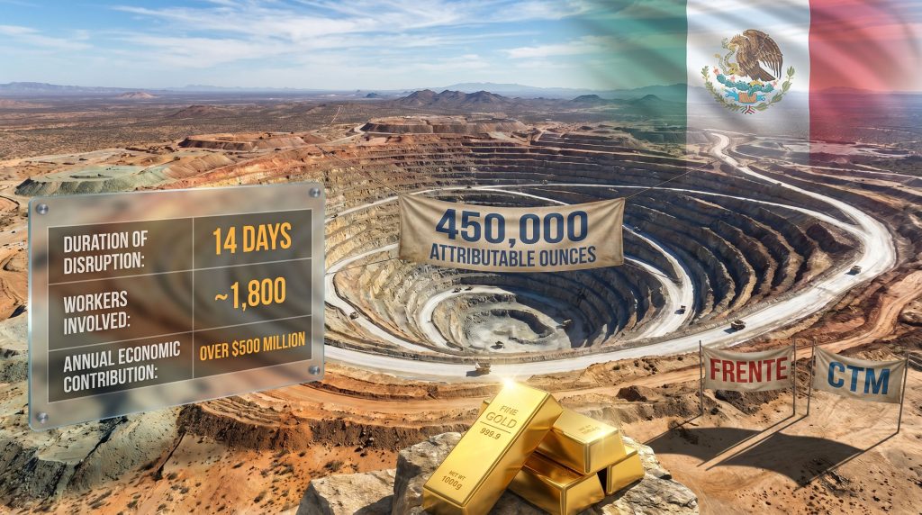 Fresnillo La Herradura mine strike threat infographic