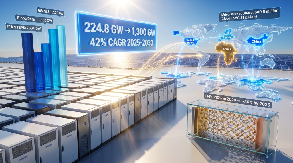 Global Battery Energy Storage Capacity by 2030: 1,300 GW