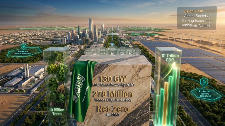 Saudi Arabia Voluntary National Review Vision 2030 sustainability infographic