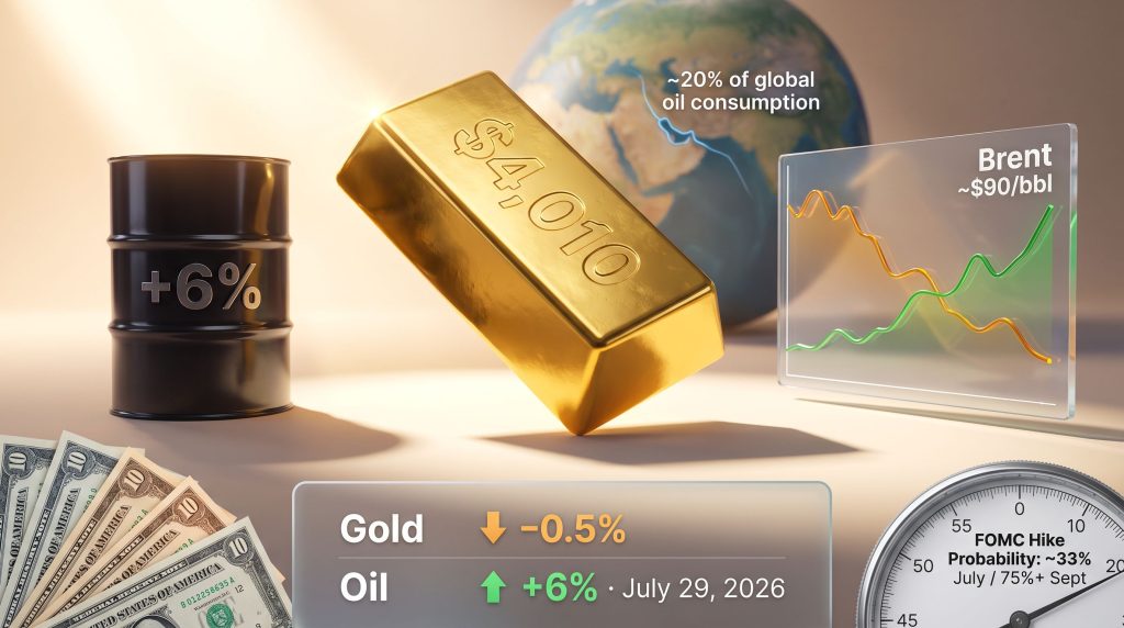 Gold Falling as Oil Rises After Iran Missile Attack